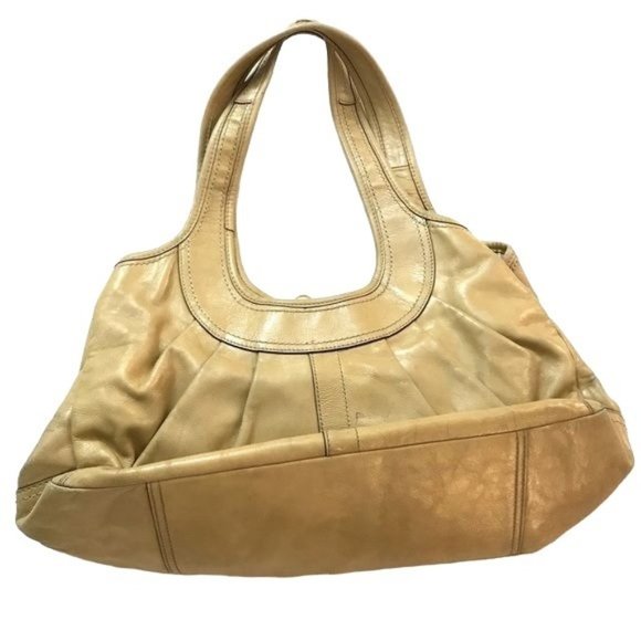 Vintage Coach Ergo Yellow Pleated Leather Kisslock Hobo Purse Bag - Picture 2 of 15